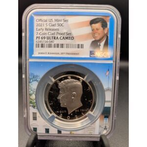 2021-S Kennedy Half PF69 Ultra Cameo NGC Early Releases Portrait Label